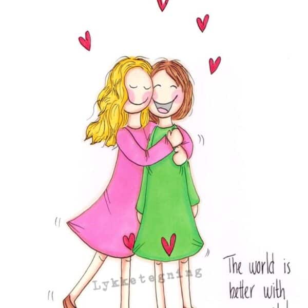 Illustrasjon fra Lykketegning: "The world is better with you in it"