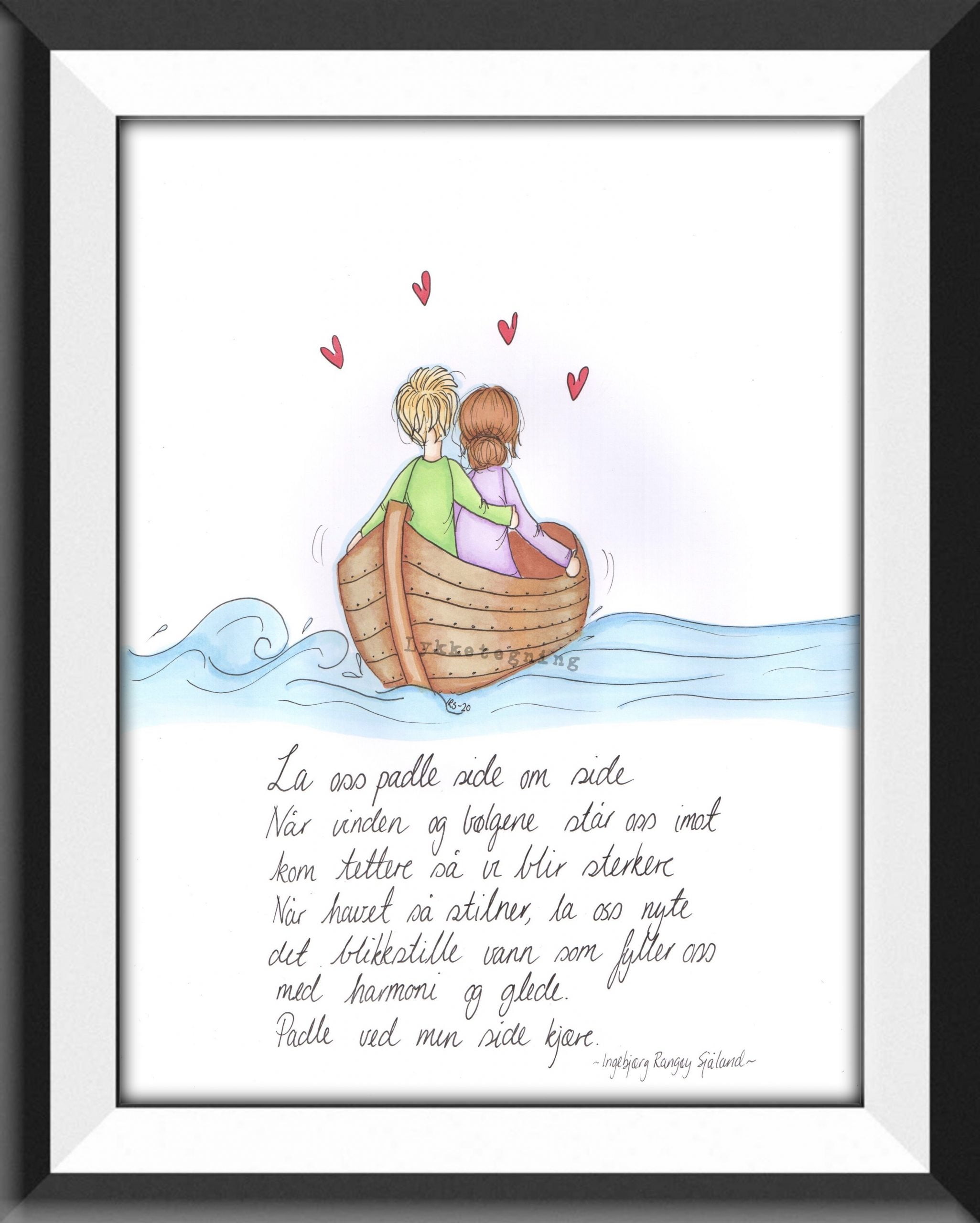 Original håndtegnet illustrasjon "La oss padle side om side" - Bilde 2