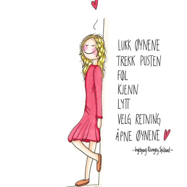 Original håndtegnet illustrasjon "Lukk øynene, trekk pusten"