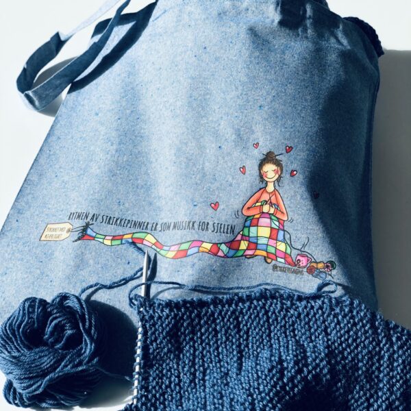 Flott strikkenett/ strikkepose fra Lykketegning