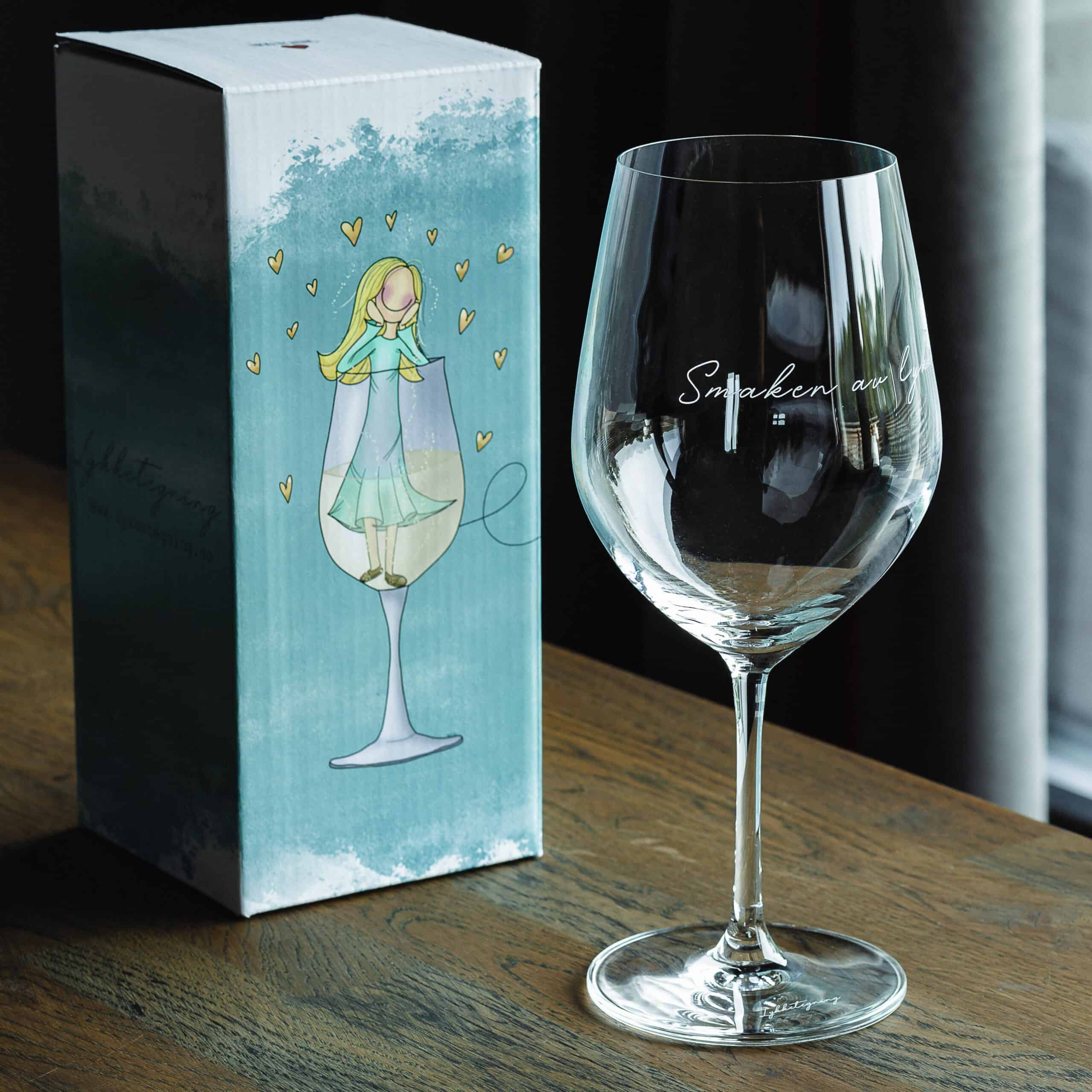 Vinglass fra Lykketegning "Smaken av lykke" - Bilde 2