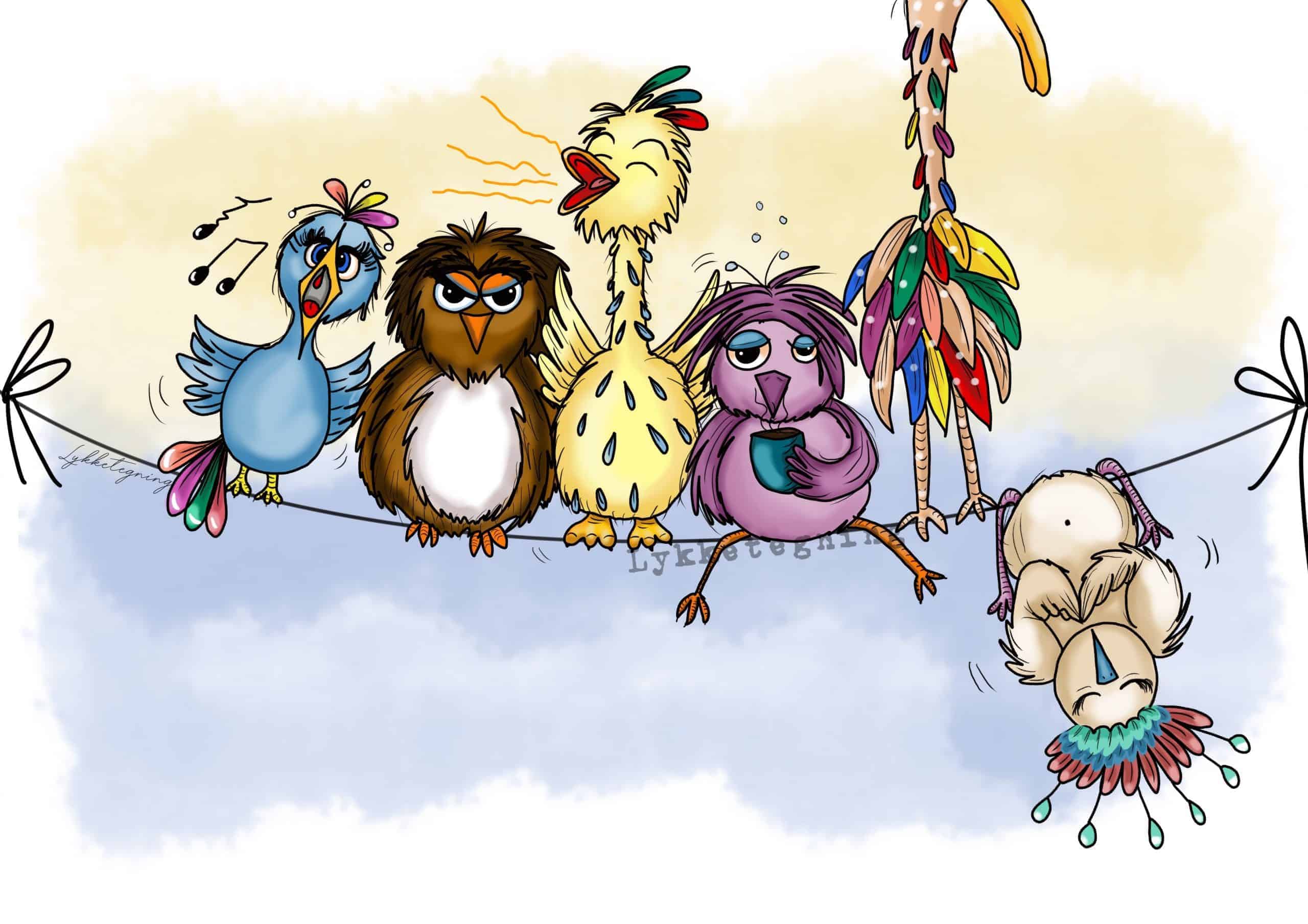 Tegning "Good morning birds" Trykk