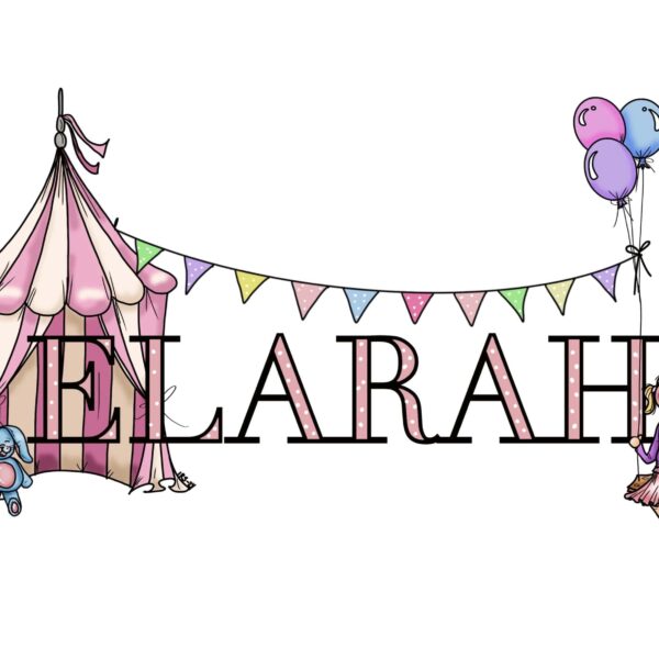 Personlig navnskilt med barnets navn fra Lykketegning