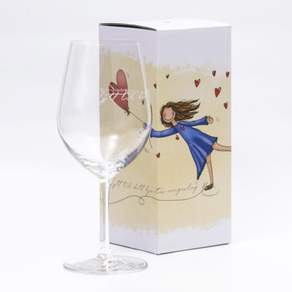 Vinglass fra Lykketegning "Lytt til ditt hjertes vingeslag"