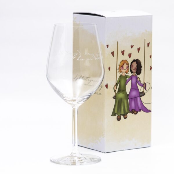 Vinglass med gravering "Å ha en venn som deg gjør livet bedre"