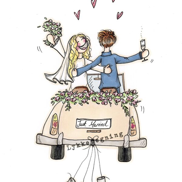 Bryllupstegning til brudepar