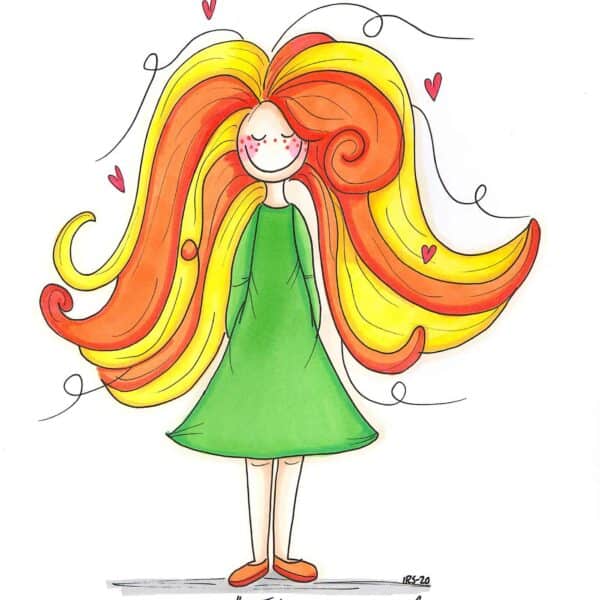 Originalet är en handritad illustration "Idag är en bra dag"