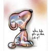 Printed illustration from Lykketegning. Look up. Snoopy