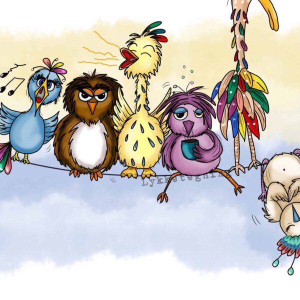 Zeichnung "Guten Morgen Vögel" Drucken