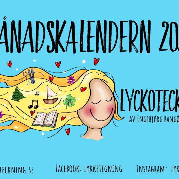 Schwedischer Monatskalender von Lykketegning für 2026! Schwedische Ausgabe