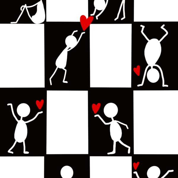 Illustration från Luck-ritning. "Schackmatt i kärlek"