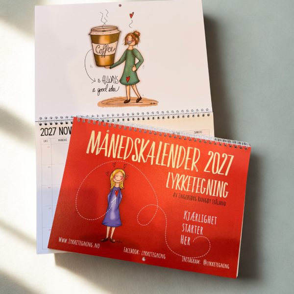 Flott månedskalender fra Lykketegning for 2027