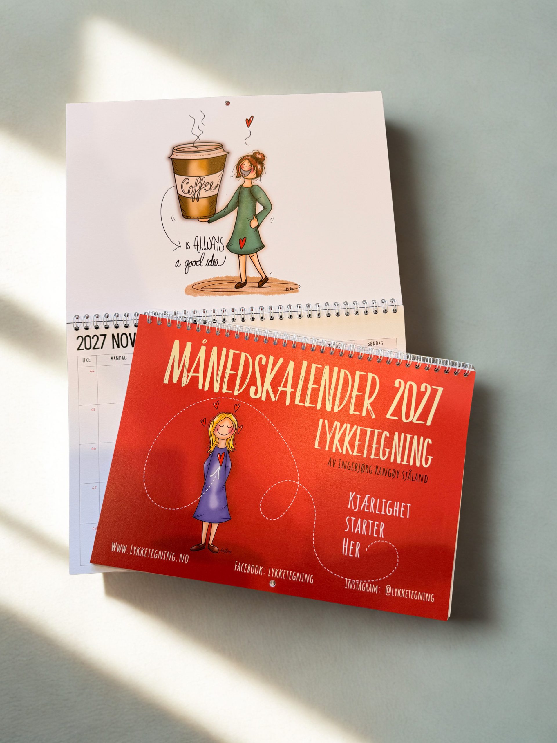 Flott månedskalender fra Lykketegning for 2027